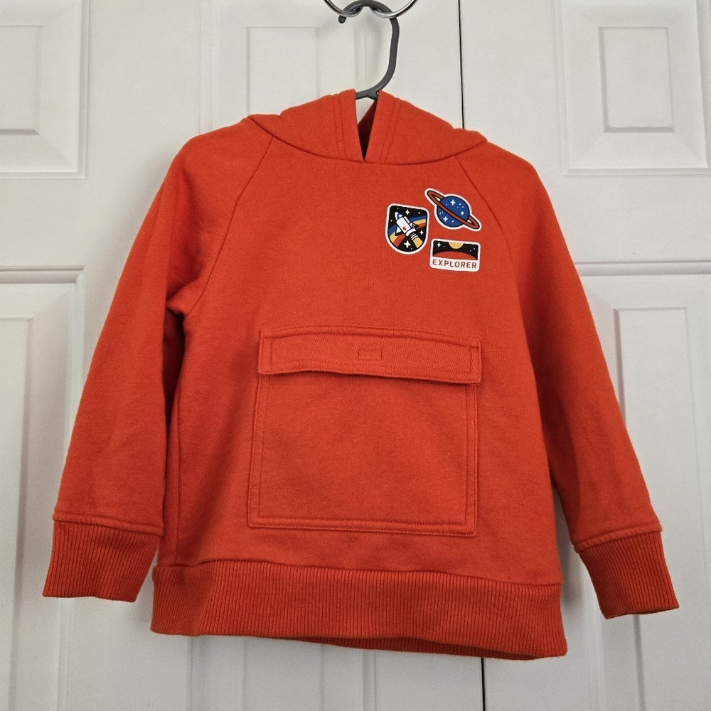 The Children's Place Orange Hoodie with Space Patches - 3T